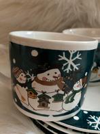 Kerstservies sneeuwpop 4 ontbijtbordjes 4 kop en schotels, Huis en Inrichting, Keuken | Servies, Ophalen of Verzenden, Zo goed als nieuw