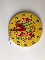 Houten speelgoed klok leren klok kijken retro vintage, Ophalen of Verzenden