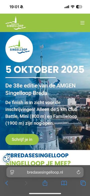 Startnummer Breda singelloop halve marathon 5 oktober beschikbaar voor biedingen