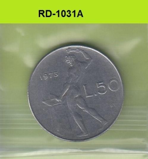 S8-RED-1031 Italy 50 LIRE 1973  VF KM95.1, Postzegels en Munten, Munten | Europa | Niet-Euromunten, Italië, Verzenden