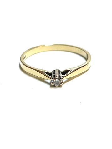14k gouden ring met een diamant beschikbaar voor biedingen