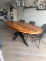 Grote ovale eettafel mango mangohout spinpoot, Huis en Inrichting, Ophalen, 100 tot 150 cm, 200 cm of meer, Zo goed als nieuw