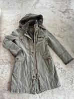 Grijsbeige winterjas parka mt 36 met bontkraag en capuchon, Maat 38/40 (M), Beige, Zo goed als nieuw, Turnover