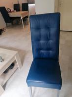 4 echt lederen blauwe stoelen, Huis en Inrichting, Stoelen, Ophalen, Gebruikt, Blauw, Leer
