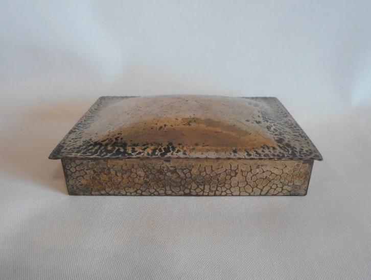Sigaren Doos Verzilverd Art Deco Gehamerd, Antiek en Kunst, Antiek | Woonaccessoires, Ophalen of Verzenden
