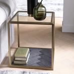 Riviera Maison Stanton bijzettafel goud - zwart 50x50x55 cm, Huis en Inrichting, Minder dan 55 cm, Gebruikt, Metaal of Aluminium