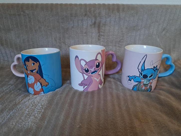 Disney Mokken - Stitch, Angel en Lilo - Set van 3, Verzamelen, Disney, Zo goed als nieuw, Servies, Overige figuren, Ophalen of Verzenden