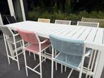Tuin BarTafel met Barkrukken, Gebruikt, Eettafel, 6 zitplaatsen, Aluminium