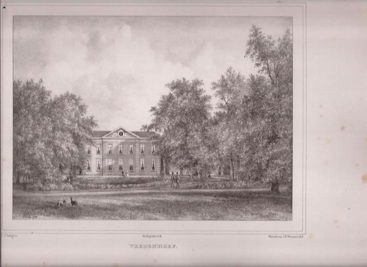 Lutgers, P.J. - Vredenhoef. Voorschoten.1856, Antiek en Kunst, Kunst | Etsen en Gravures, Ophalen of Verzenden