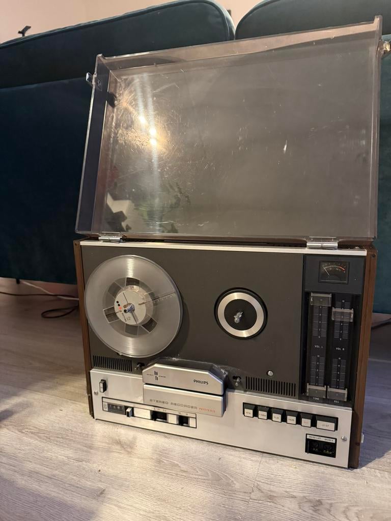 Philips N4414 bandrecorder, Audio, Tv en Foto, Bandrecorders, Bandrecorder, Met stofkap, Ophalen