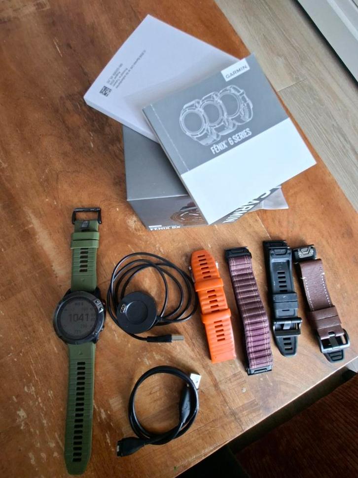 Mooie smartwatch Garmin Fenix 6X Sapphire 51mm, Sieraden, Tassen en Uiterlijk, Sporthorloges, Zo goed als nieuw, Android, Zwart