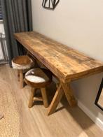 Steigerhouten kindertafel met koeienhuid krukjes, Ophalen, Gebruikt, Tafel(s)