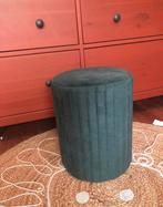 Donkergroene Velours Poef, Minder dan 50 cm, Rond, Ophalen of Verzenden, Zo goed als nieuw