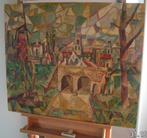 Hubert Bekman "Stads gezicht" uit 1947 Olieverf op Board NHS, Antiek en Kunst, Verzenden