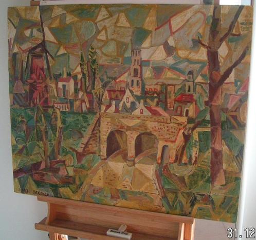 Hubert Bekman "Stads gezicht" uit 1947 Olieverf op Board NHS, Antiek en Kunst, Kunst | Schilderijen | Abstract, Verzenden