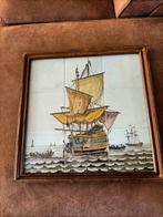 Delfts Tegelschilderij - Ingelijst Scheepsmotief, Ophalen