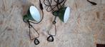 Twee groene klemlampen, Gebruikt, Vintage, Ophalen of Verzenden, Minder dan 100 cm