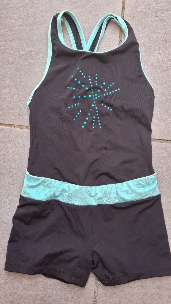 110-116 turnpak zwart blauw, Kinderen en Baby's, Kinderkleding | Maat 110, Zo goed als nieuw, Meisje, Sport- of Zwemkleding, Ophalen of Verzenden