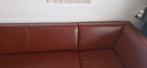 Lederen U-vorm bank roestbruin + poef, 250 tot 300 cm, Gebruikt, 125 tot 150 cm, Hoekbank