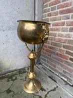 Bronzen Plantenstandaard met Leeuwenkoppen, Ophalen, Koper of Brons