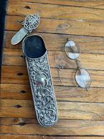 Antieke zilveren bril met houder, Antiek en Kunst, Ophalen of Verzenden