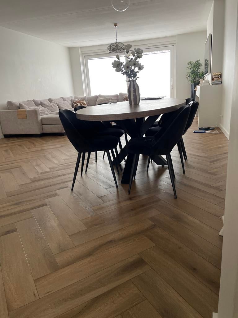 Eettafel met stoelen, Huis en Inrichting, Tafels | Eettafels, Ophalen, 100 tot 150 cm, 200 cm of meer, Zo goed als nieuw