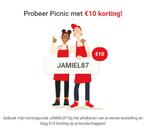 €10 korting op picnic, 5 gratis producten&verzenden JAMIEL87, Kortingsbon, Overige typen, Eén persoon