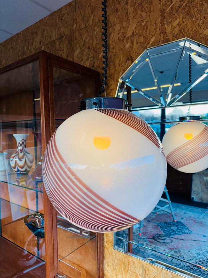 Unieke Lamperti Murano Swirl vintage design hanglamp, Huis en Inrichting, Lampen | Hanglampen, Minder dan 50 cm, Ophalen