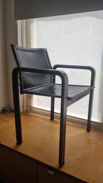 4 Stoelen zwart tuigleer, Huis en Inrichting, Stoelen, Ophalen, Gebruikt, Zwart, Leer