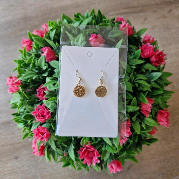 Goudkleurige rvs oorbellen. 'Klein rond', Sieraden, Tassen en Uiterlijk, Oorbellen, Zo goed als nieuw, Overige materialen, Goud