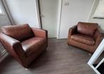 Twee Minotti Fauteuils - Cognac Leer, Huis en Inrichting, Fauteuils, Ophalen, Zo goed als nieuw, 75 tot 100 cm, Leer