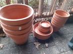 Terracotta tuinpotten, Tuin en Terras, Bloempotten, Ophalen, Zo goed als nieuw, Rond, Minder dan 25 cm