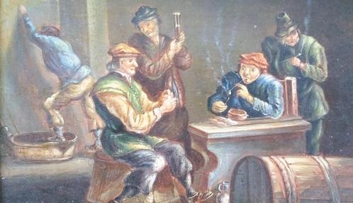 Om 1900 - 1950 Olieverf Schilderij op Paneel Stijl TENIERS, Antiek en Kunst, Kunst | Schilderijen | Klassiek, Ophalen of Verzenden
