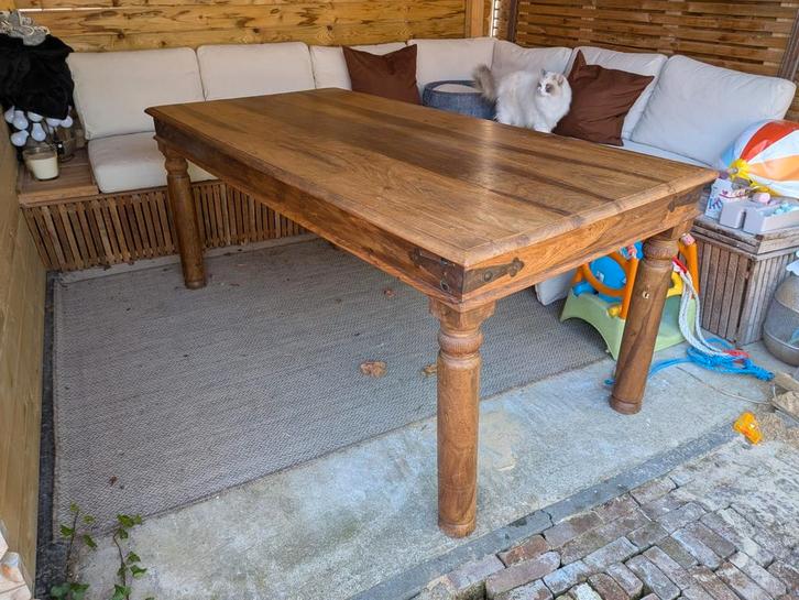Houten Massief Tafel - Robuust & Stijlvol, Huis en Inrichting, Tafels | Eettafels, 50 tot 100 cm, 150 tot 200 cm, Vijf personen of meer