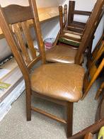 4 oude eetkamerstoelen gratis af te halen, Huis en Inrichting, Stoelen, Ophalen, Gebruikt, Bruin, Koloniaal