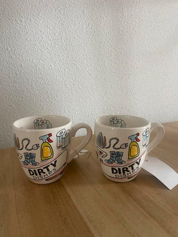 Blond Amsterdam Dirty Dishes Mokken - Set van 2, Huis en Inrichting, Keuken | Servies, Nieuw, Kop(pen) en/of Schotel(s), Blond Amsterdam