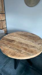 Ronde eethoek met ijzeren zwarte poten, Huis en Inrichting, Tafels | Eettafels, 50 tot 100 cm, 100 tot 150 cm, Rond, Ophalen of Verzenden