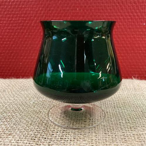 Jaren 60 retro smaragdgroen oversized brandewijnglas, Verzamelen, Retro, Ophalen of Verzenden