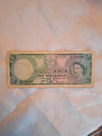 Fiji 5 Shilling Biljet - 1964 beschikbaar voor biedingen