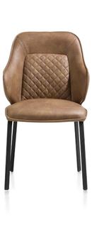 6 Nieuwe stoelen, Cognac met zwart metaal en greep Armadillo, Ophalen, Bruin, Nieuw, Metaal