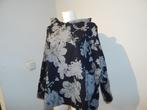Oska sweater zwart grijze bloemen print capuchon mt 3/44, Kleding | Dames, Verzenden, Zwart, Maat 42/44 (L), Zo goed als nieuw