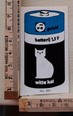 Vintage sticker Witte kat batterijen geluid 1.5 volt no 661, Ophalen of Verzenden, Zo goed als nieuw