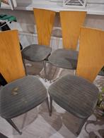 Set van 4 houten stoelen, Huis en Inrichting, Ophalen, Gebruikt, Metaal, Vier