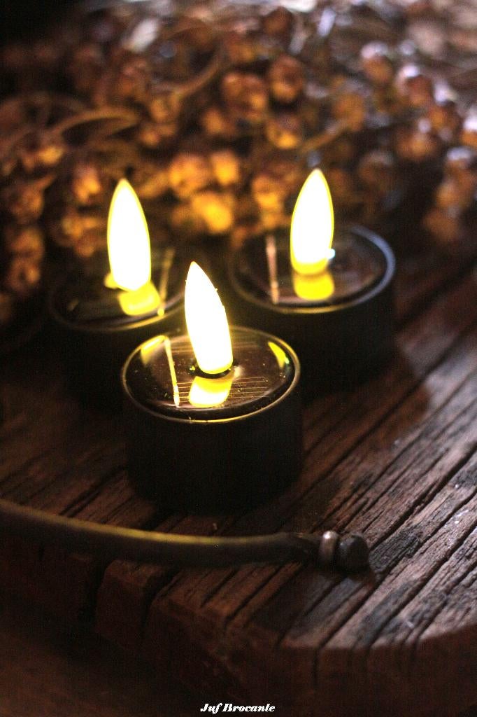 Set van 3 solar waxinelichtjes zwart, Www.jufbrocante.nl, Www.jufbrocante.nl, Nieuw, Ophalen of Verzenden