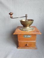 Antieke koffiemolen - koper met hout - 26 cm hoog, Ophalen of Verzenden