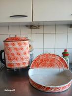 Vintage emaille waterreservoir met opvangbak – rood/wit – re, Antiek en Kunst, Antiek | Emaille, Ophalen
