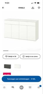 Ikea Vihals - Moderne witte dressoir kast, Huis en Inrichting, Kasten | Dressoirs, Ophalen, Kunststof, Gebruikt, 150 tot 200 cm
