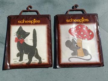 Vintage Scheepjes borduurpakket kat of muis 20x20 cm (KH1) beschikbaar voor biedingen