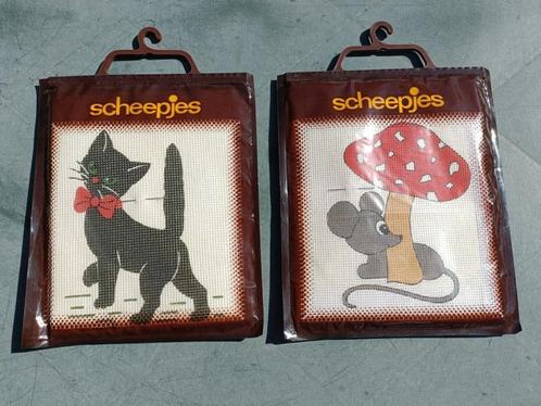 Vintage Scheepjes borduurpakket kat of muis 20x20 cm (KH1), Hobby en Vrije tijd, Borduren en Borduurmachines, Nieuw, Borduurpakket