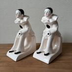 Vintage Keramieken Boeksteunen, Pierot, Wit, Clown, Cadeau, Antiek en Kunst, Ophalen of Verzenden